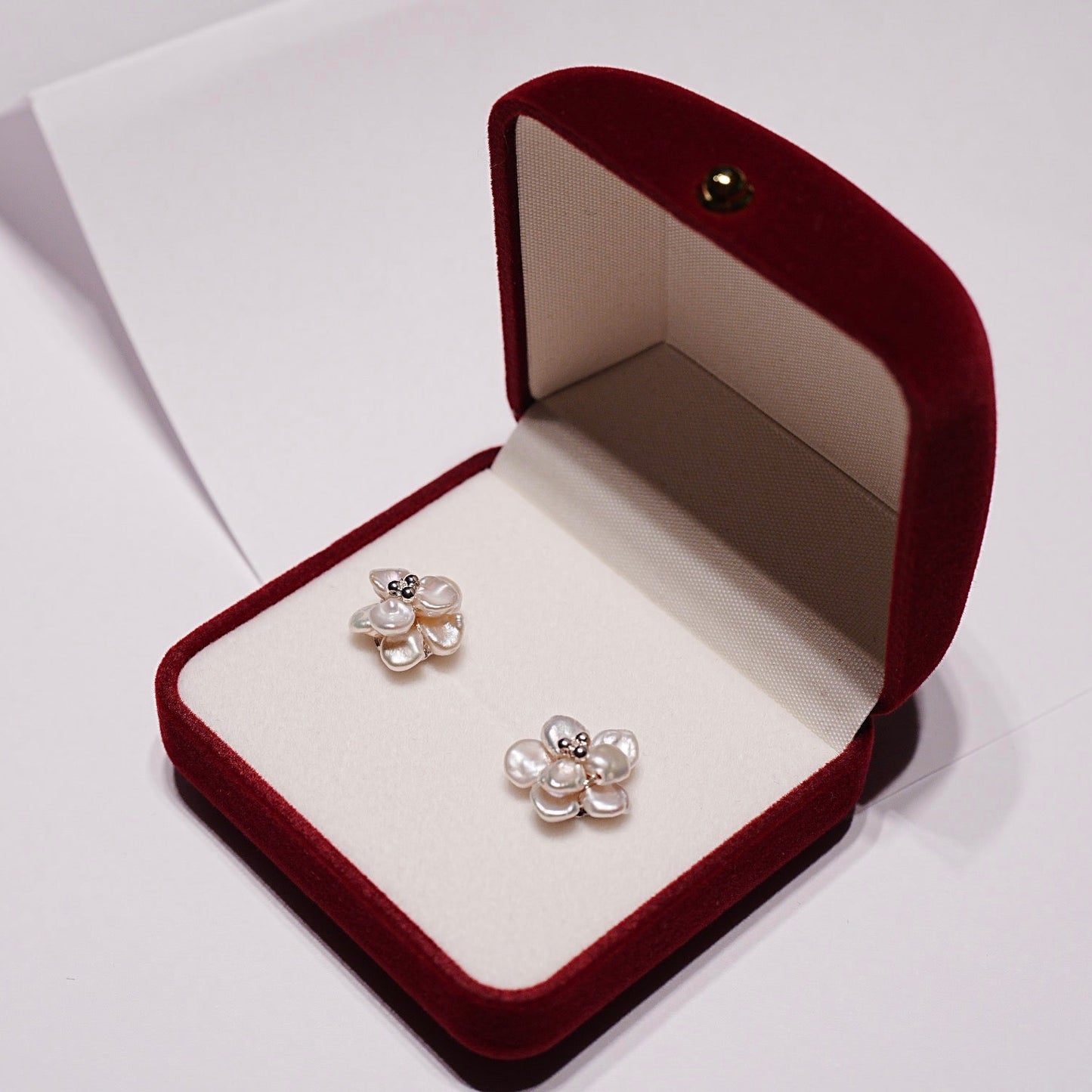 Spring Blossom - Freshwater Pearl Petal Flower Earring Studs