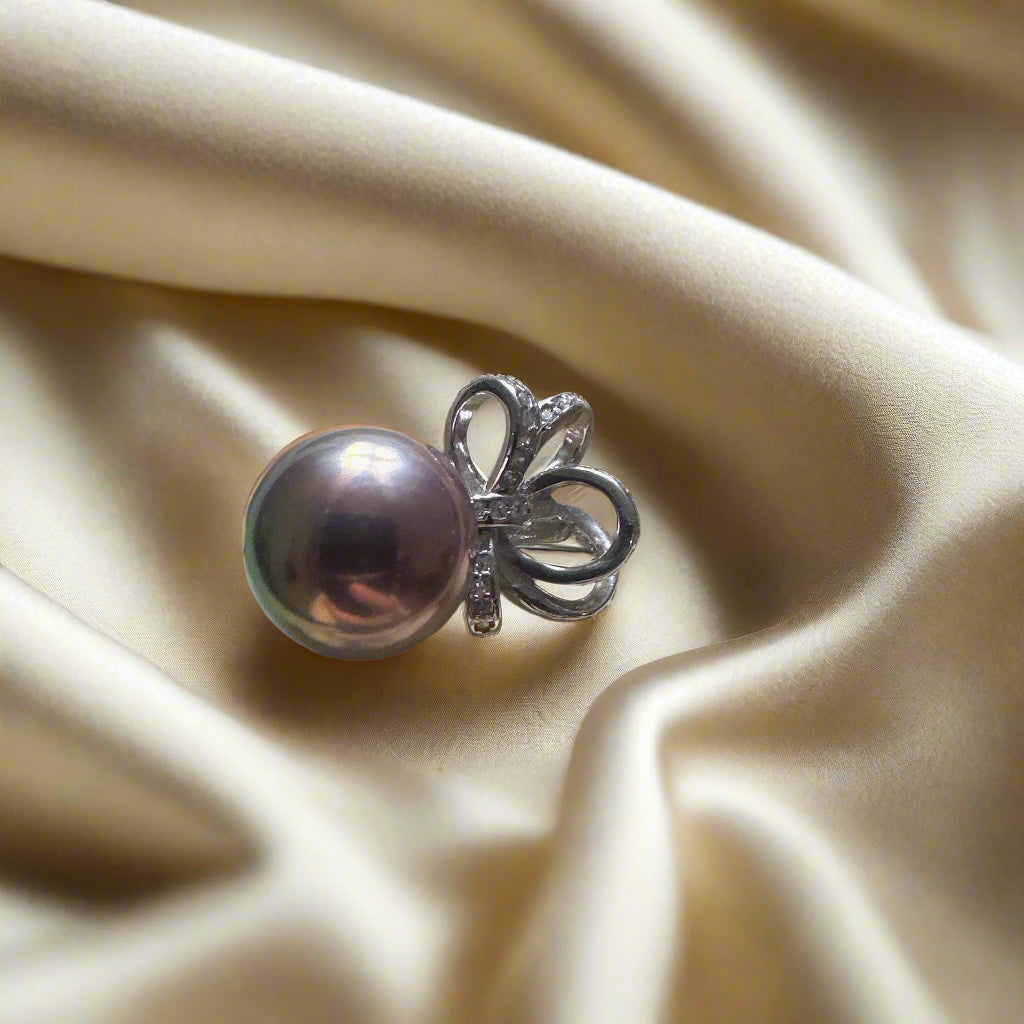 Freshwater Rainbow Pearl Ribbon Bow Ring