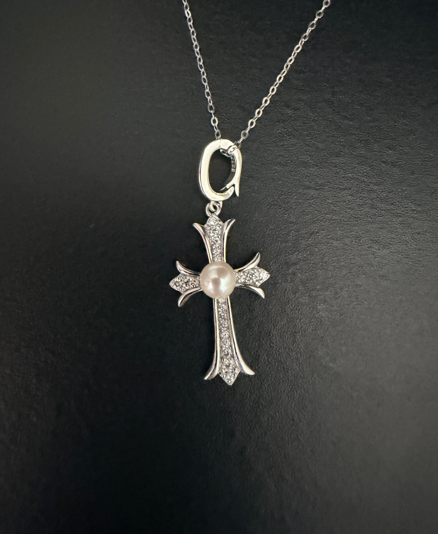 Divine Cross Freshwater Pearl Necklace – Sterling Silver